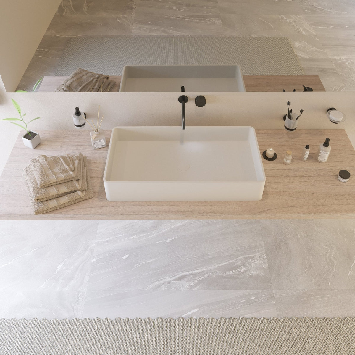 Ideavit SolidTop 80 Vessel Sink – 32" Matte White – – –