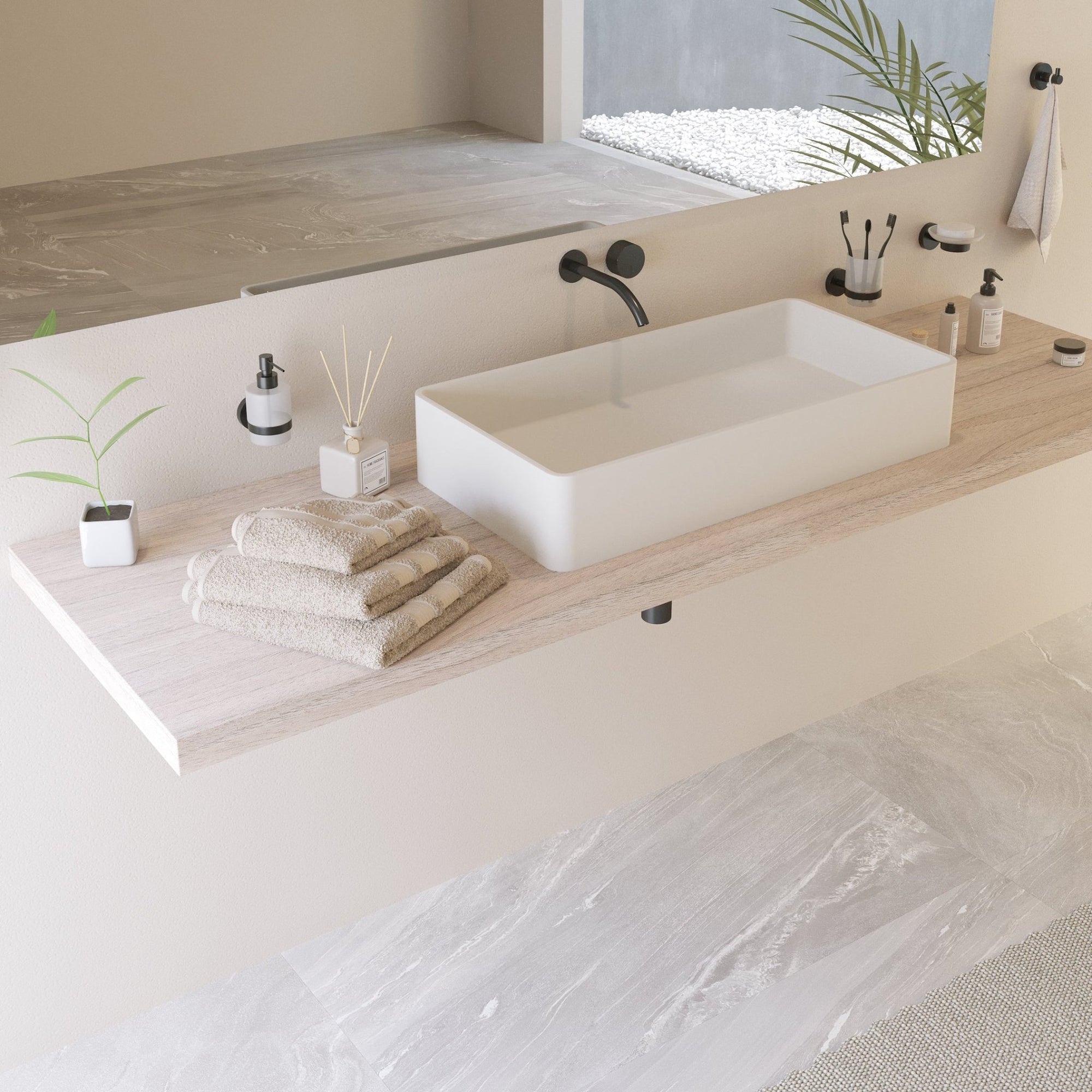 Ideavit SolidTop 80 Vessel Sink – 32" Matte White – – –