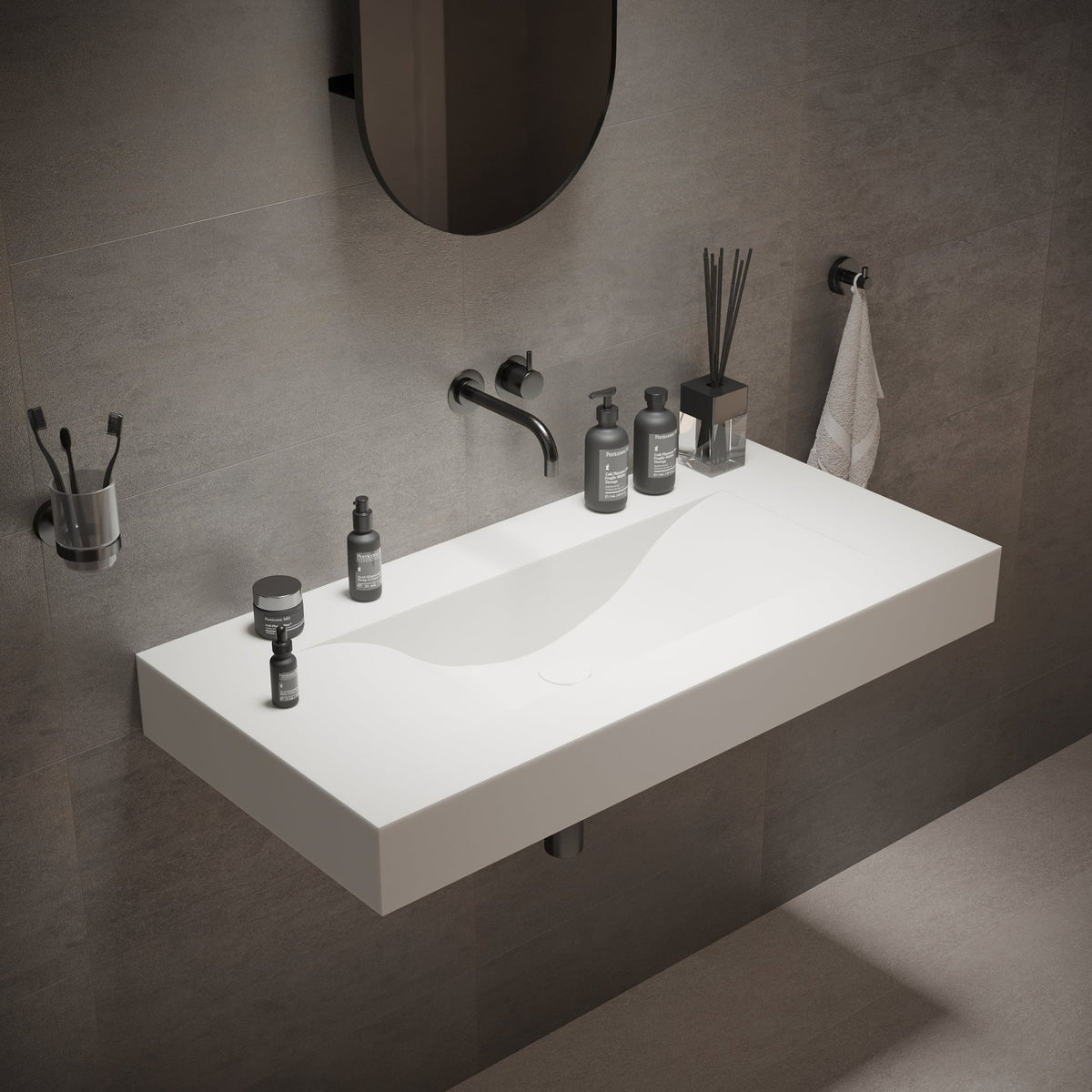 Ideavit SolidVolo 100 Wall - Mounted Sink – 39" Matte White – – –