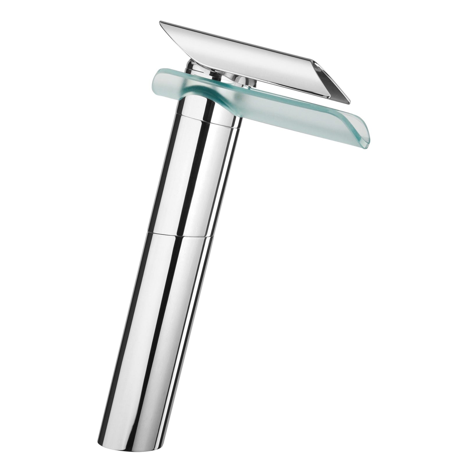 LaToscana MORGANA Tall Single Handle Waterfall Style Faucet with Glass Spout for Vessel Sink – Chrome – –