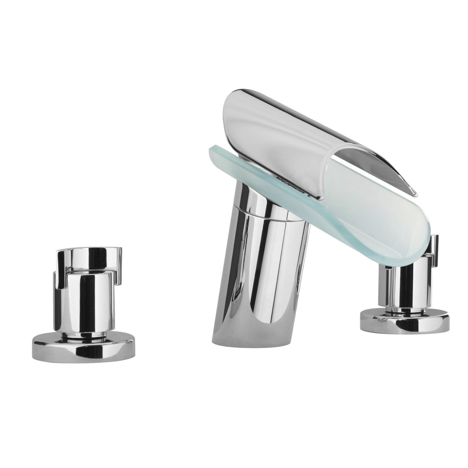 LaToscana MORGANA Widespread Waterfall Style Lavatory Faucet with Glass Spout – Chrome – –