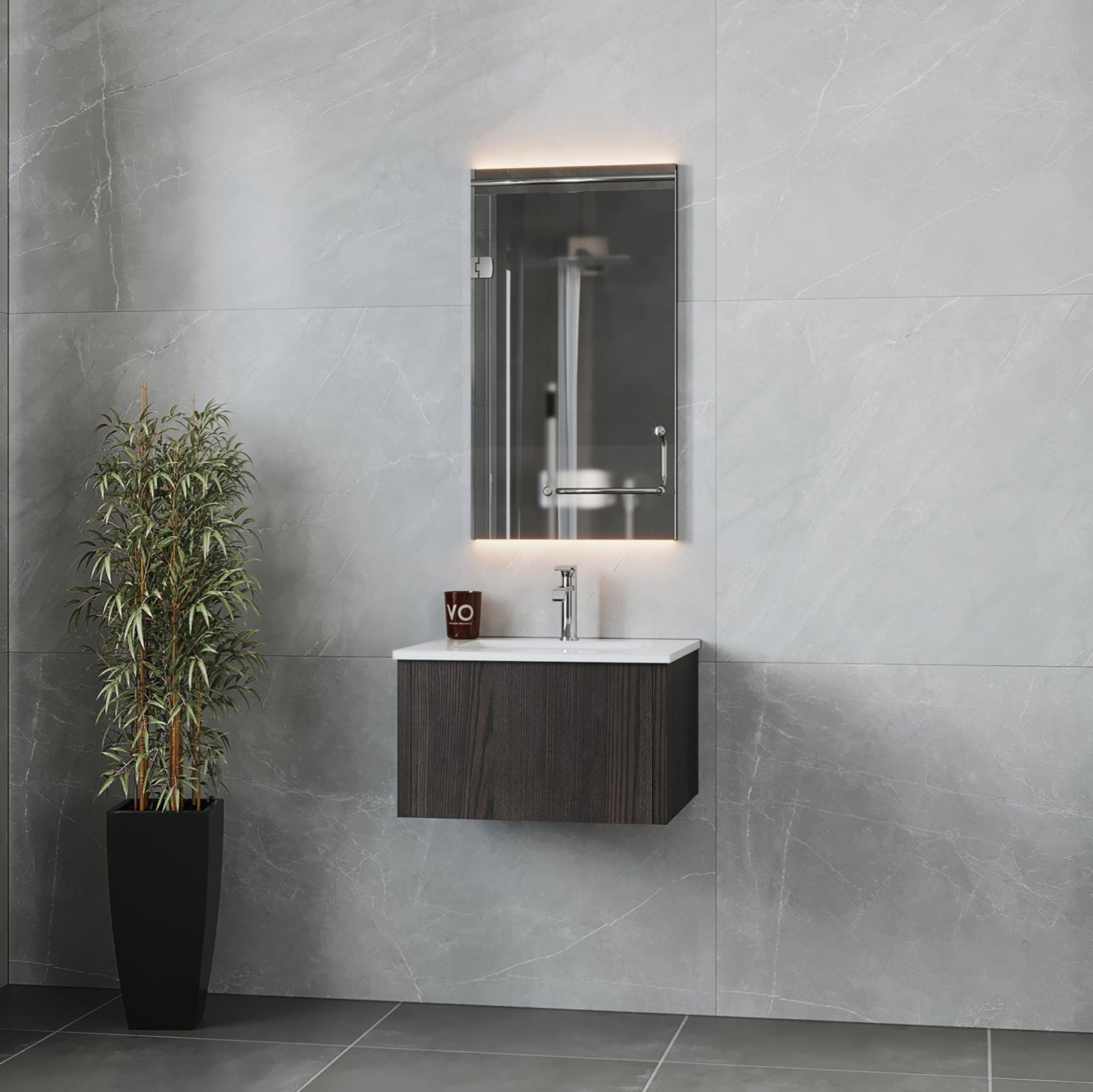 Laviva Legno 24" Carbon Oak Bathroom Vanity with Matte White VIVA Stone Solid Surface Countertop – – –