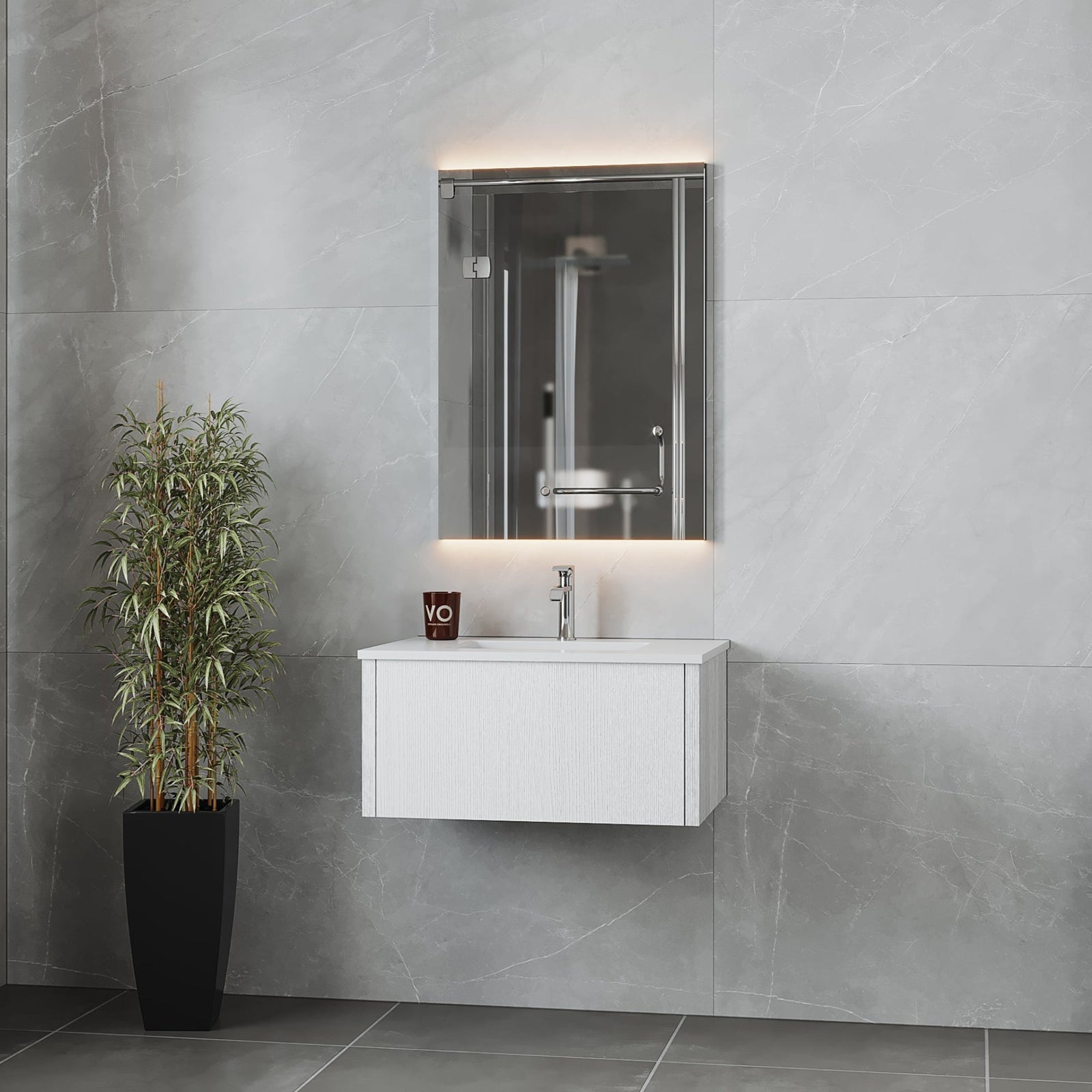 Laviva Legno 30" Alabaster White Bathroom Vanity with Matte White VIVA Stone Solid Surface Countertop – – –