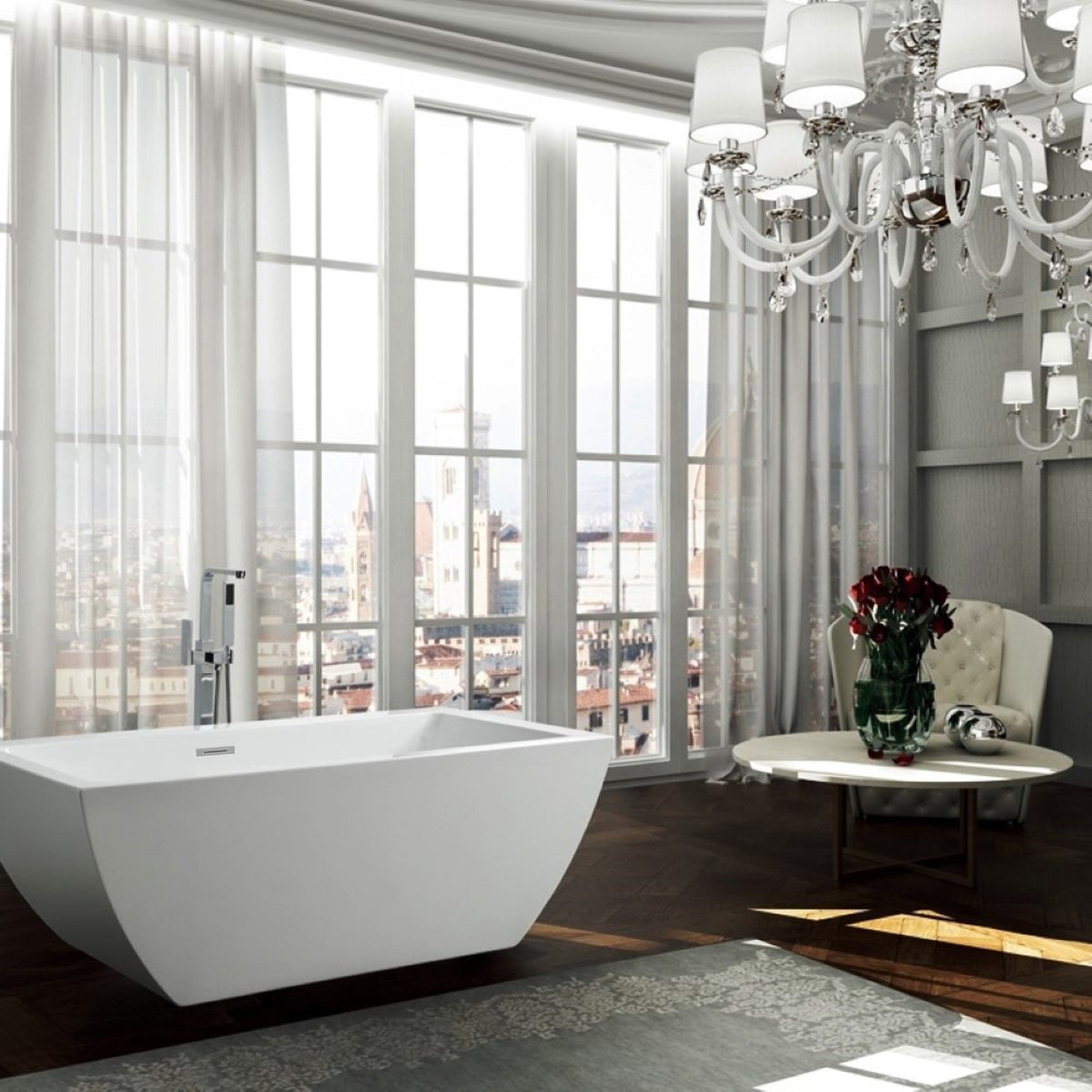 Livorno 59 inch Freestanding Bathtub in Glossy White - Bellaterra Home - Mihodo