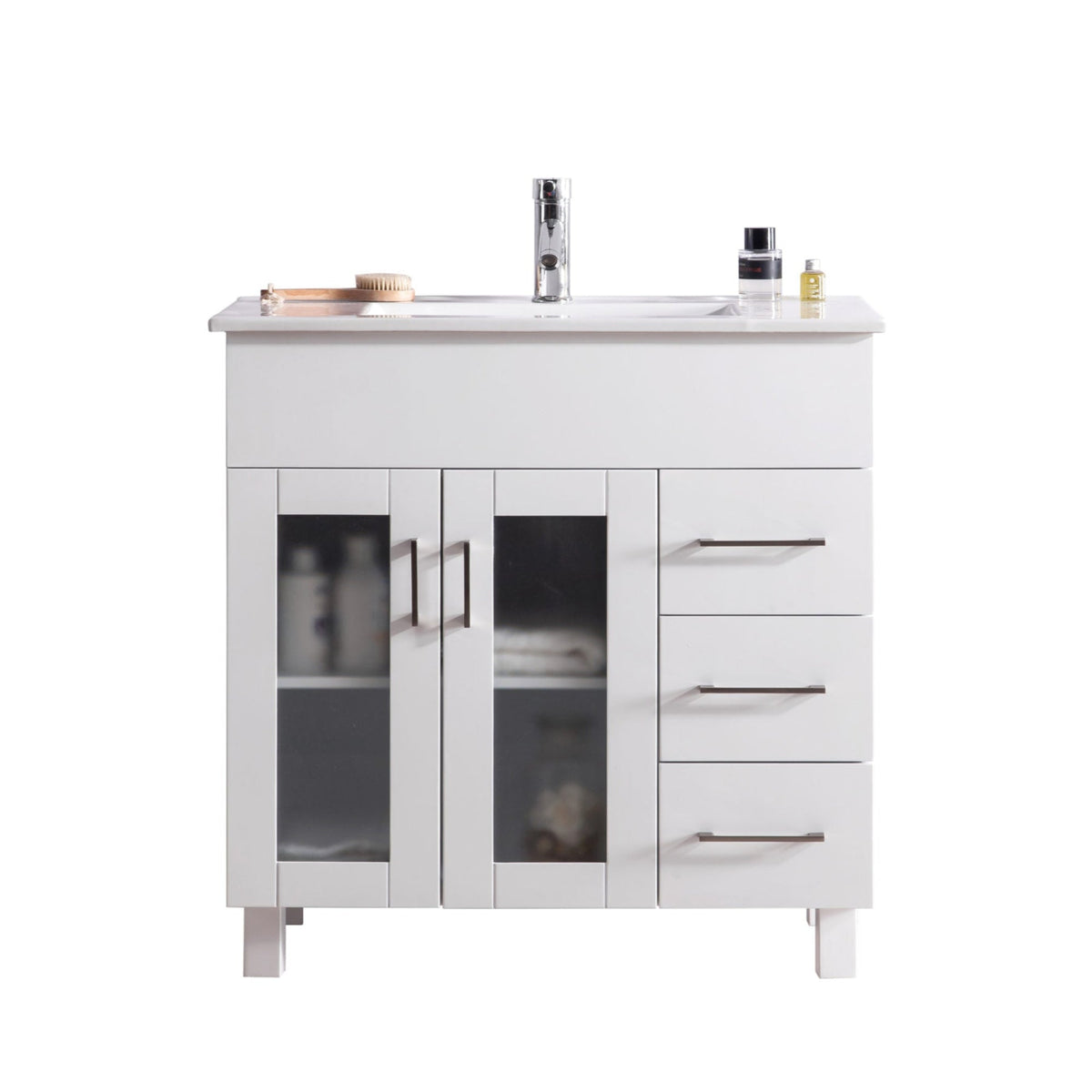 Nova 36&quot; White Bathroom Vanity with White Ceramic Basin Countertop - LAVIVA - Mihodo