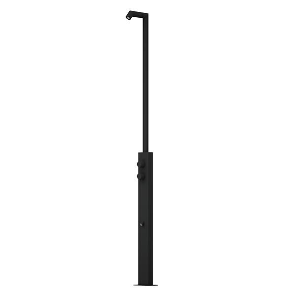 Rain Therapy Freestanding Outdoor Shower with Rain Head – 87" – Rain Head + Foot Rinse – RT Matte Black –