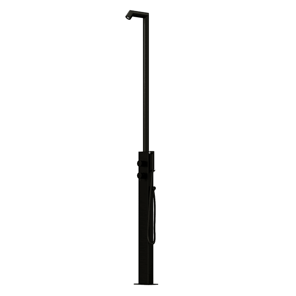 Rain Therapy Freestanding Outdoor Shower with Rain Head – 87" – Rain Head + Hand Shower – RT Brushed Gunmetal PVD –