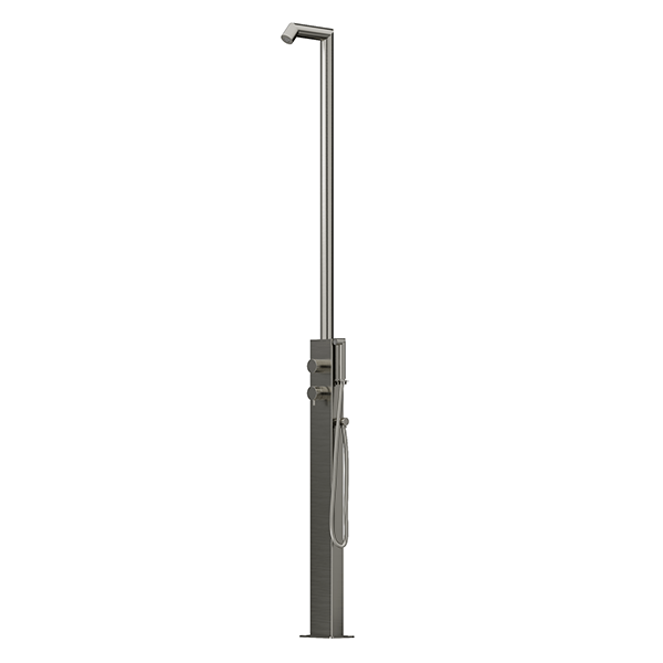 Rain Therapy Freestanding Outdoor Shower with Rain Head – 87" – Rain Head + Hand Shower – RT Brushed Stainless Steel –