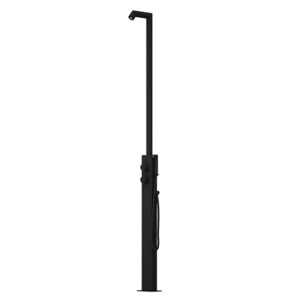 Rain Therapy Freestanding Outdoor Shower with Rain Head – 87" – Rain Head + Hand Shower – RT Matte Black –