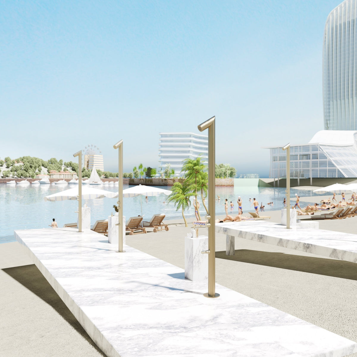 Rain Therapy Freestanding Outdoor Shower with Rain Head & Foot Rinse – 90" – – –