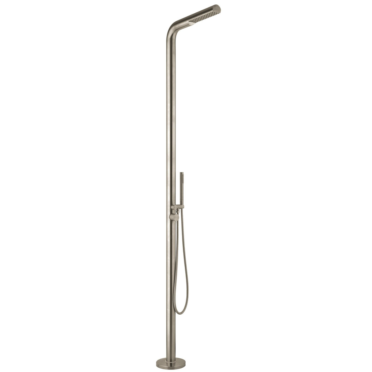 Rain Therapy Freestanding Outdoor Shower with Rectangular Rain Head & Hand Shower – 88" – RT Brushed Stainless Steel – –