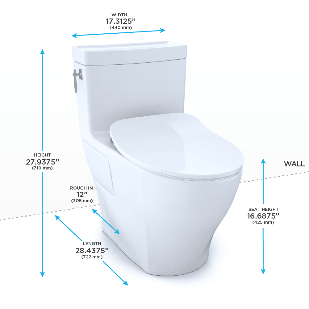 TOTO® Aimes® One-Piece Elongated 1.28 gpf Toilet with CeFIONtect® and Softclose® Seat – Elongated – Cotton White –