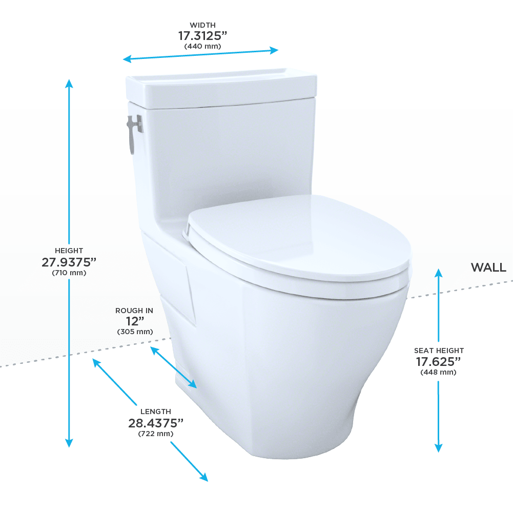 TOTO® Aimes Washlet+ One-Piece Elongated 1.28 gpf Universal Height Skirted Toilet with CeFIONtect® – Elongated – Cotton White –