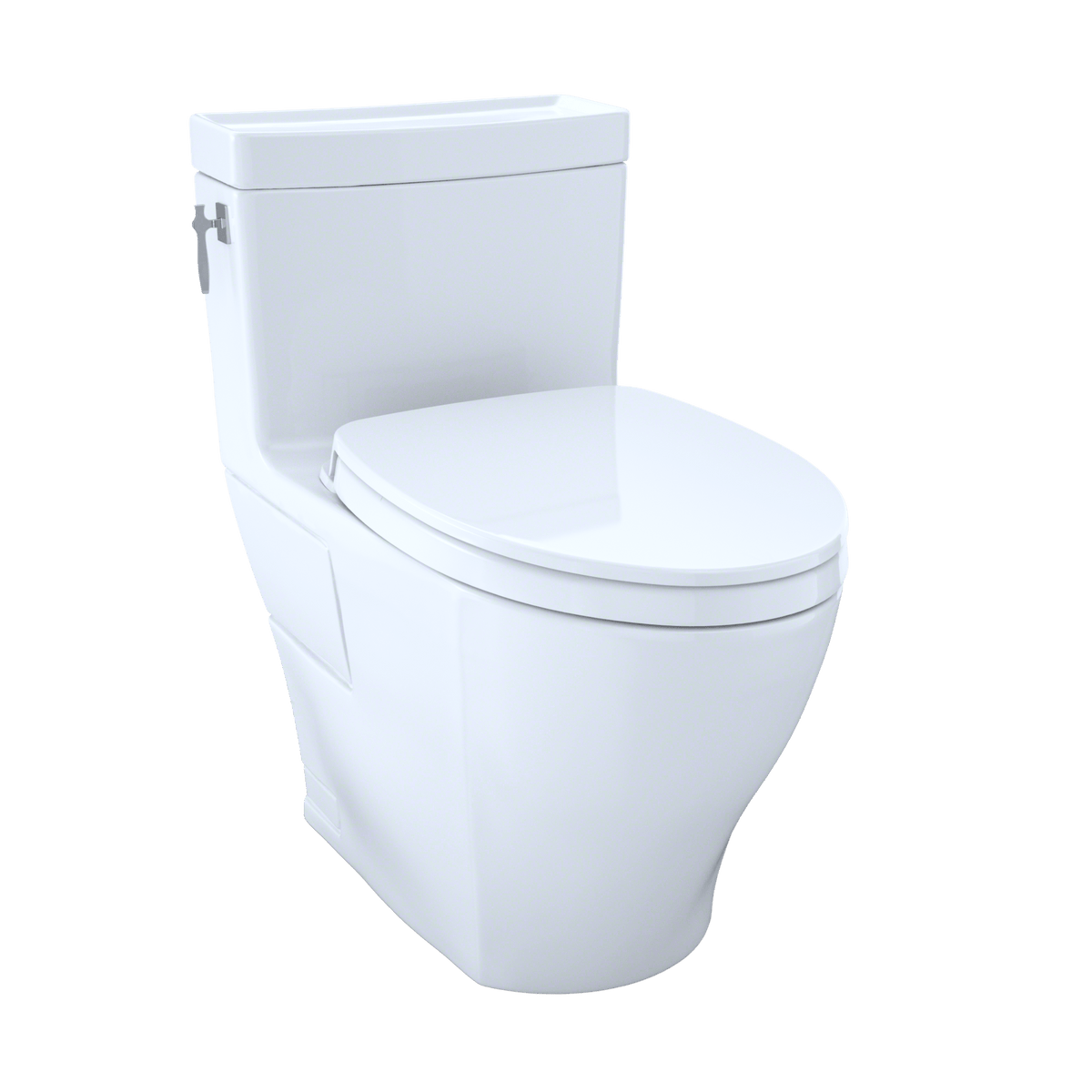TOTO® Aimes Washlet+ One-Piece Elongated 1.28 gpf Universal Height Skirted Toilet with CeFIONtect® – Elongated – Cotton White –