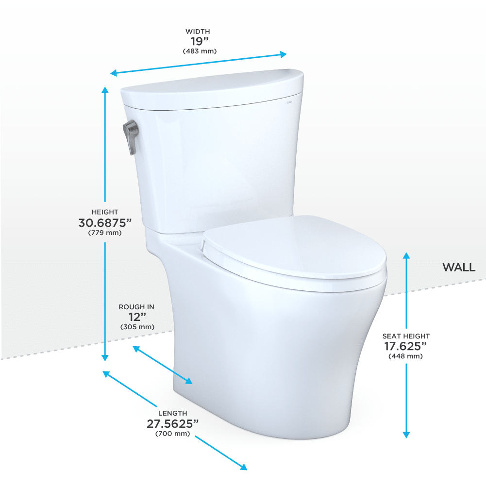TOTO® Aquia IV® Arc Two-Piece Elongated Dual Flush 1.28 and 0.9 gpf Universal Height Toilet with CeFIONtect® – Elongated – –