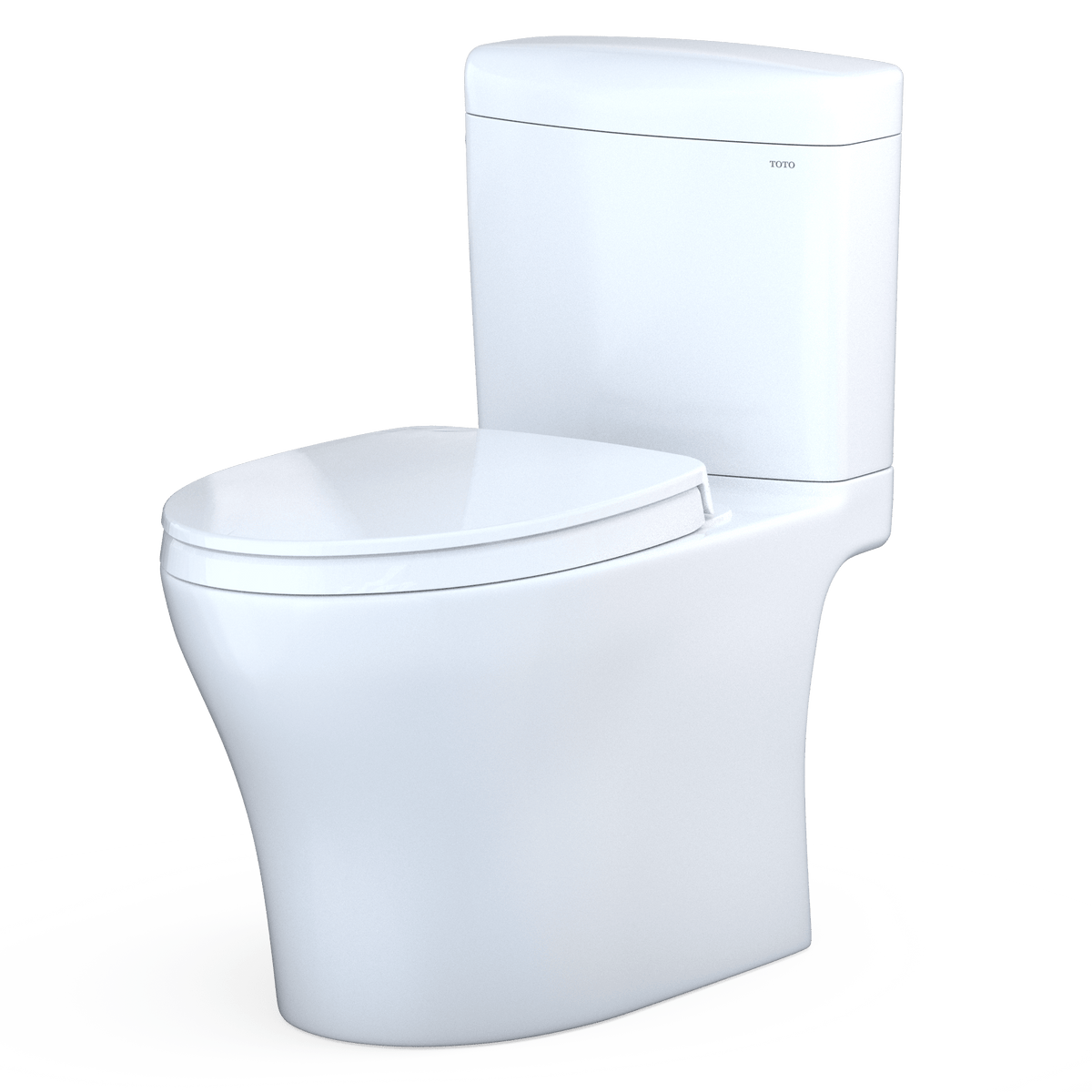 TOTO® Aquia IV® Cube Two-Piece Elongated Dual Flush 1.28 and 0.9 gpf Universal Height Toilet with CeFIONtect® – Elongated – Cotton White –