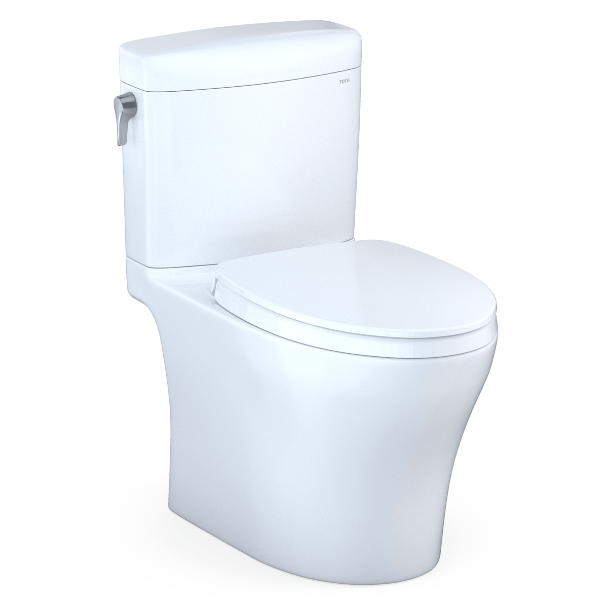 TOTO® Aquia IV® Cube Two-Piece Elongated Dual Flush 1.28 and 0.9 gpf Universal Height Toilet with CeFIONtect® – Elongated – Cotton White –