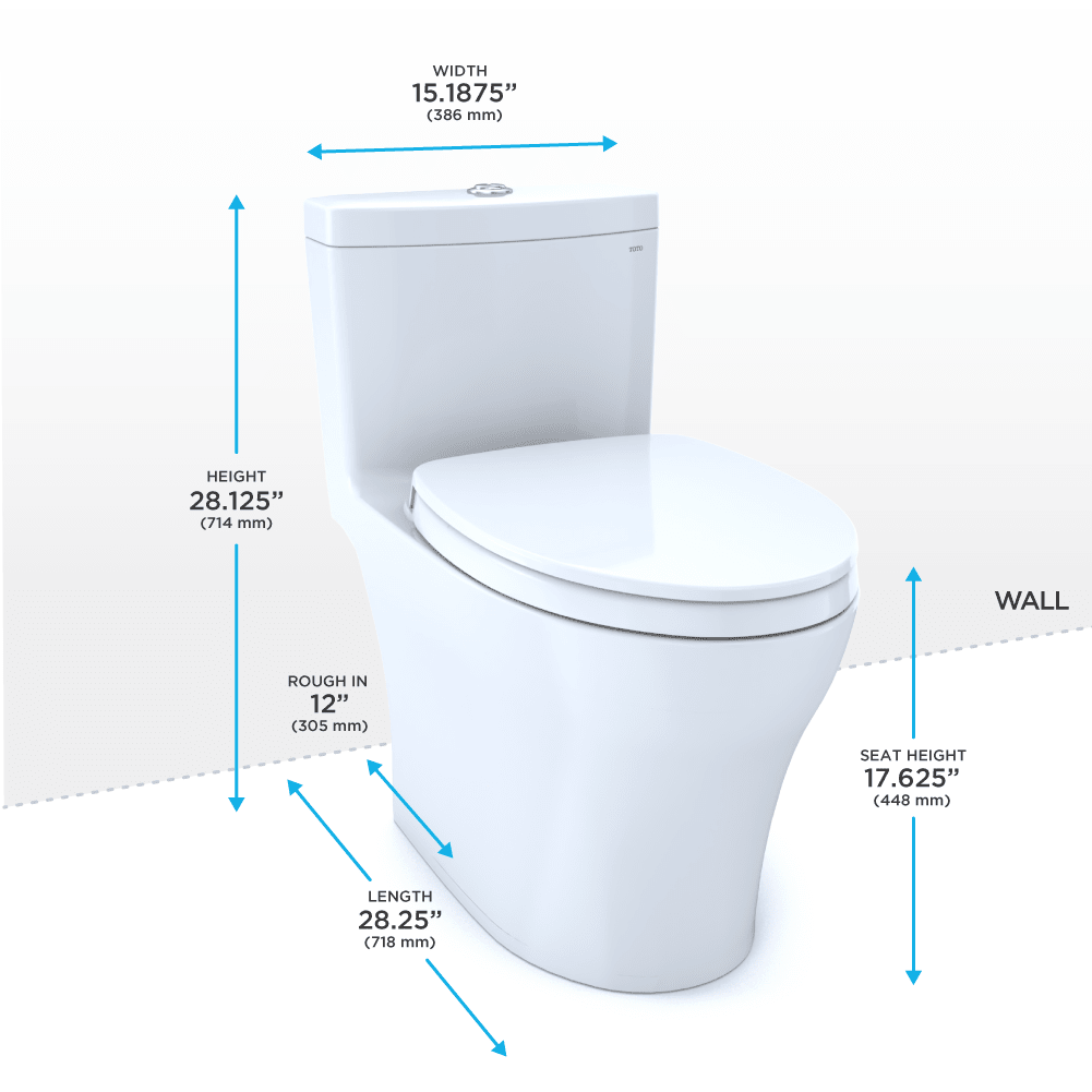 TOTO® Aquia® IV One-Piece Elongated Dual Flush 1.28 and 0.9 gpf Universal Height – Cotton White – –