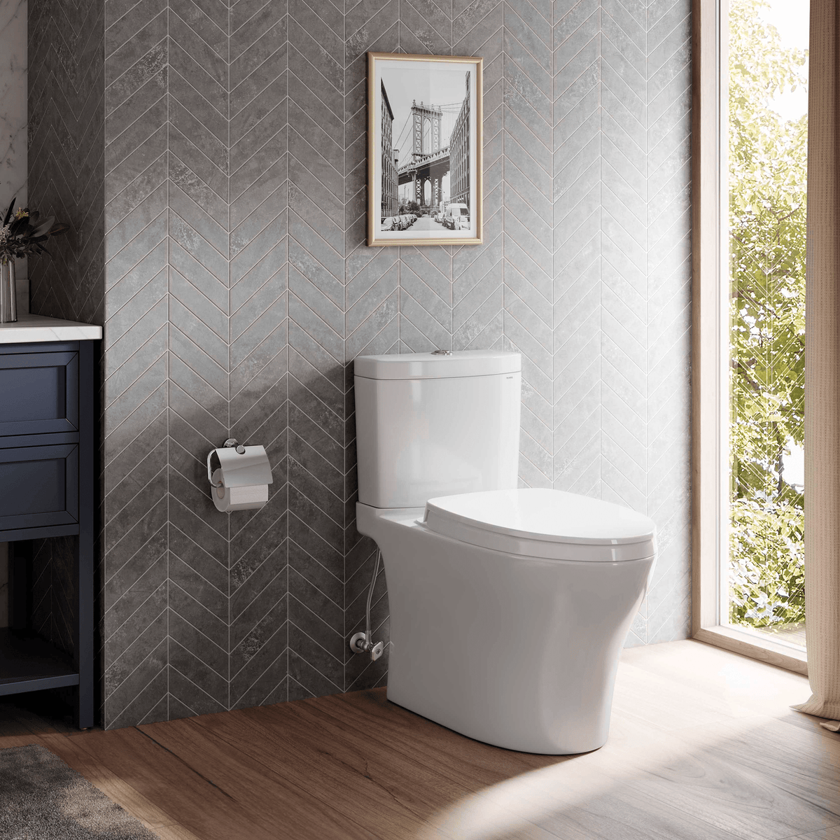 TOTO® Aquia® IV Two-Piece Elongated Dual Flush 1.28 and 0.9 gpf Universal Height Toilet – Elongated – Ebony –