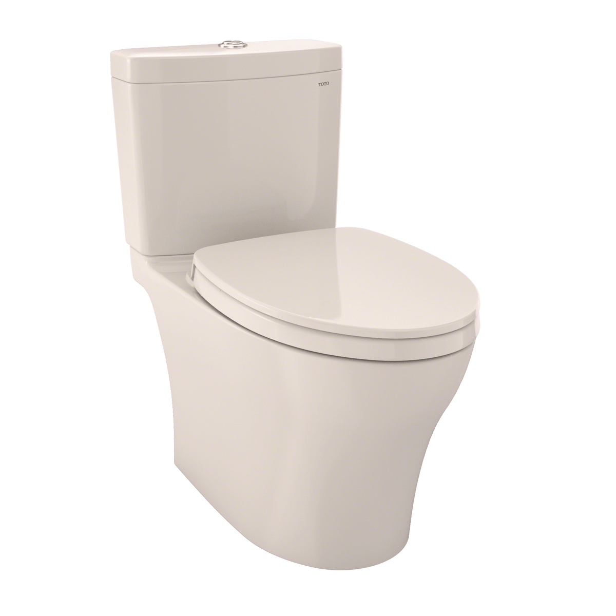 TOTO® Aquia® IV Two-Piece Elongated Dual Flush 1.28 and 0.9 gpf Universal Height Toilet with CeFIONtect® – Sedona Beige – –