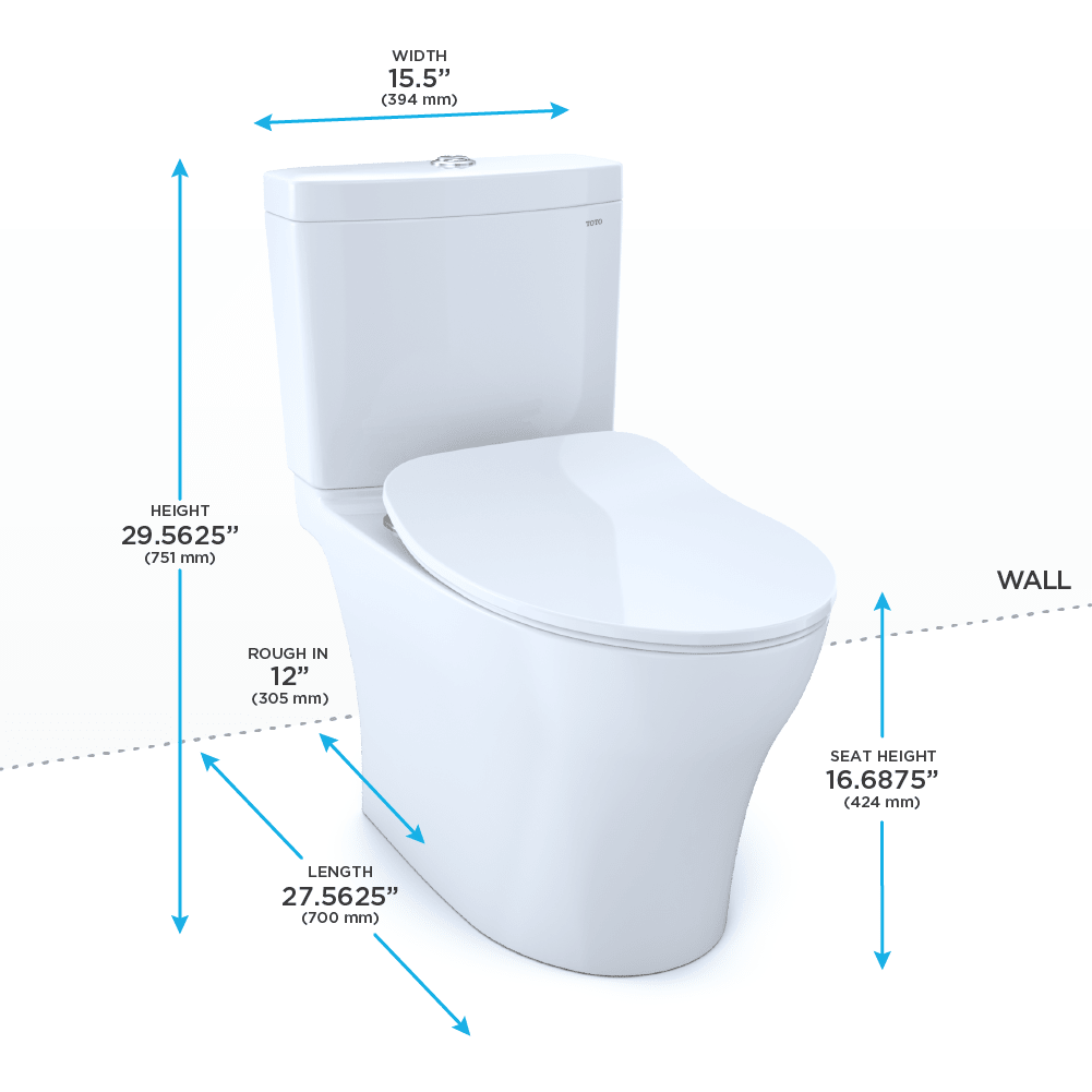 TOTO® Aquia® IV Two-Piece Elongated Dual Flush 1.28 and 0.9 gpf Universal Height Toilet with CeFIONtect® and SoftClose® Seat – Elongated – Cotton White –
