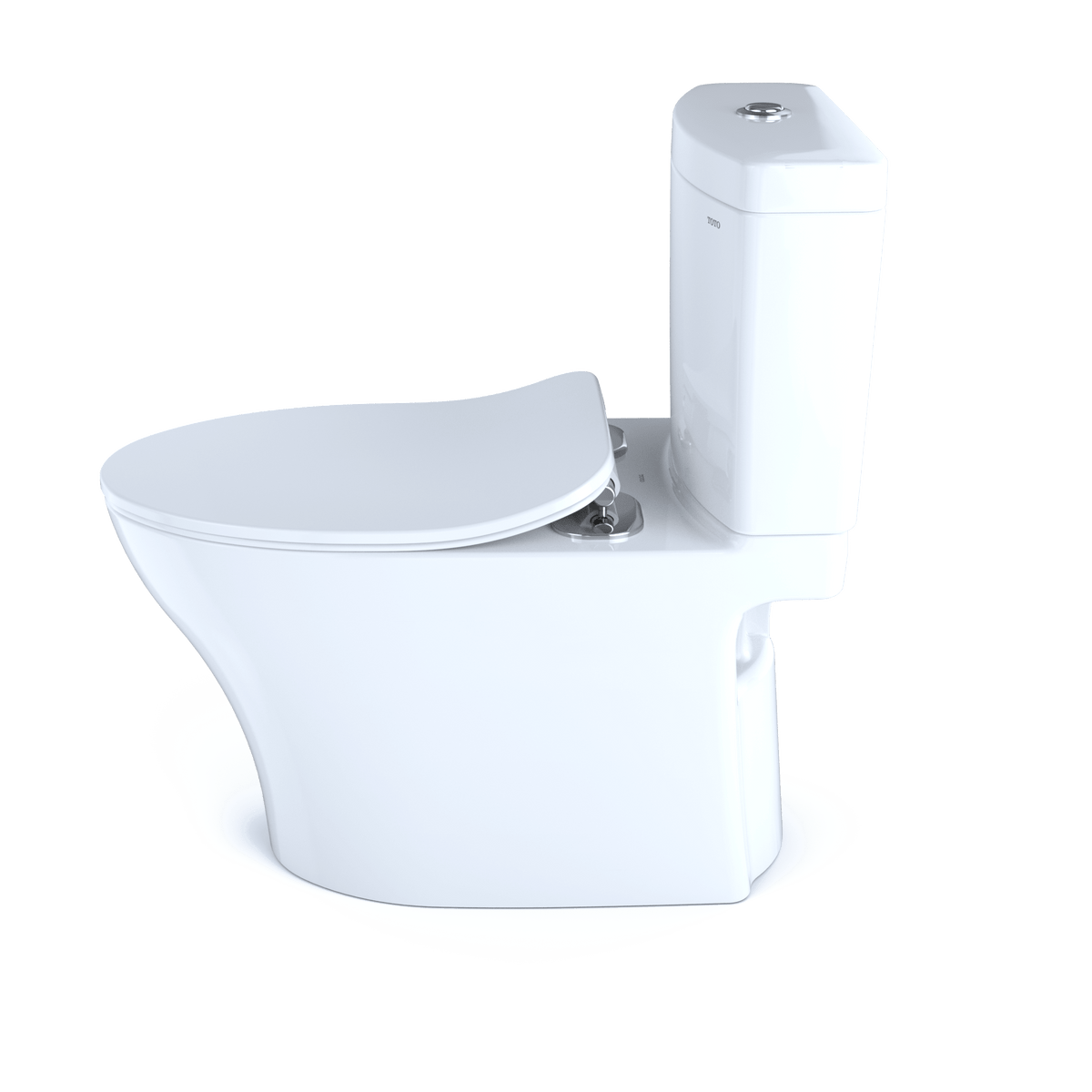 TOTO® Aquia® IV Two-Piece Elongated Dual Flush 1.28 and 0.9 gpf Universal Height Toilet with CeFIONtect® and SoftClose® Seat – Elongated – Cotton White –