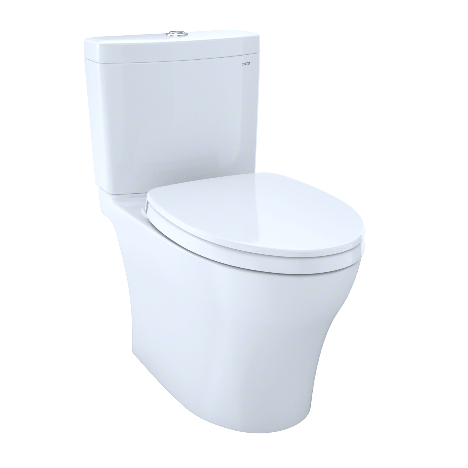 TOTO® Aquia® IV Two-Piece Elongated Dual Flush 1.28 and 0.9 gpf Universal Height Toilet with CeFIONtect® – Cotton White – –