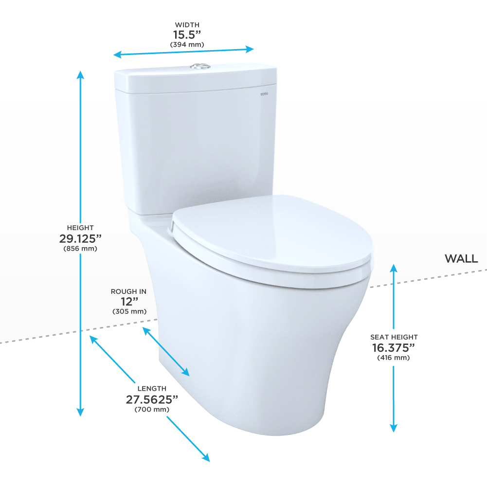 TOTO Aquia IV Washlet+ Two-Piece Elongated Dual Flush 1.28 and 0.9 gpf Toilet – Elongated – Ebony –
