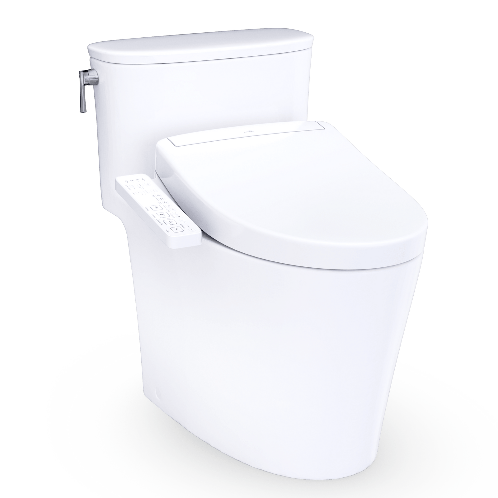 TOTO® Aurora™ 1G® WASHLET®+ S2 One-Piece Elongated 1.0 GPF Universal Height Toilet with CEFIONTECT® – Elongated – Cotton White –