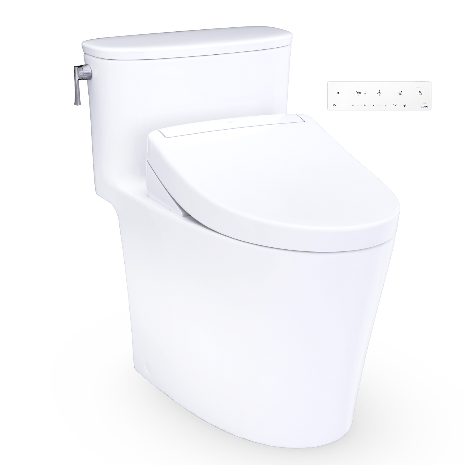 TOTO® Aurora™ 1G® WASHLET®+ S5 One-Piece Elongated 1.0 GPF Universal Height Toilet with CEFIONTECT® – Elongated – Cotton White –
