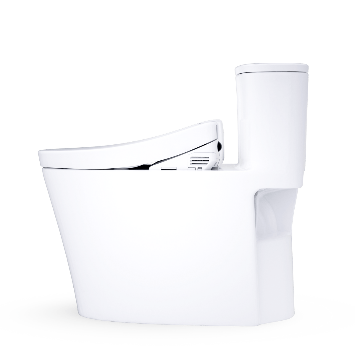 TOTO® Aurora™ 1G® WASHLET®+ S5 One-Piece Elongated 1.0 GPF Universal Height Toilet with CEFIONTECT® – Elongated – Cotton White –