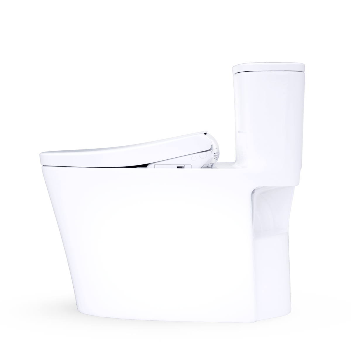 TOTO® Aurora™ 1G® WASHLET®+ S7A One-Piece Elongated 1.0 GPF Auto Flush Universal Height Toilet with CEFIONTECT® – Elongated – Cotton White –