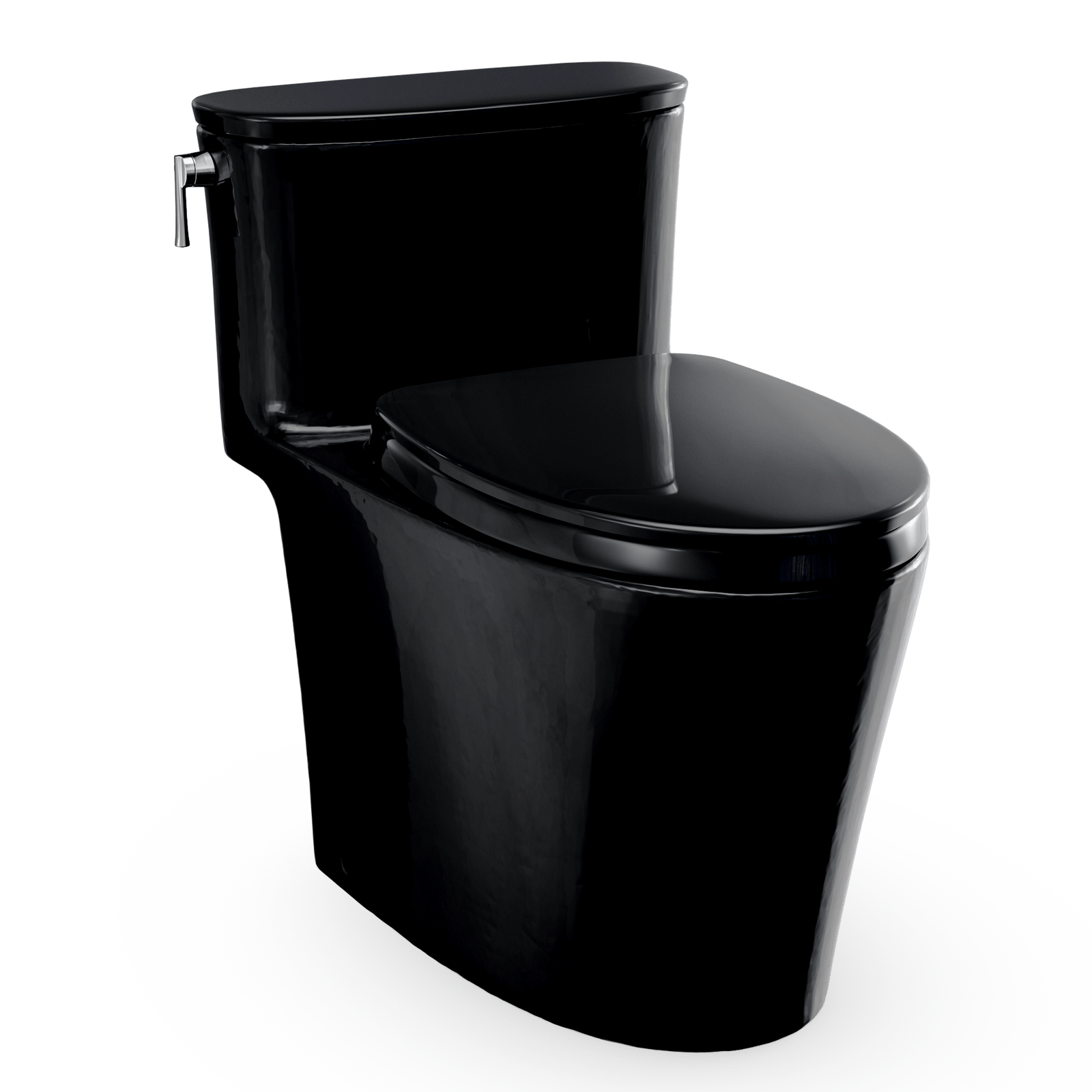 TOTO® Aurora™ One-Piece Elongated 1.28 GPF WASHLET®+ and Auto Flush Ready Universal Height Toilet with SS124 SoftClose® Seat – Elongated – Ebony –