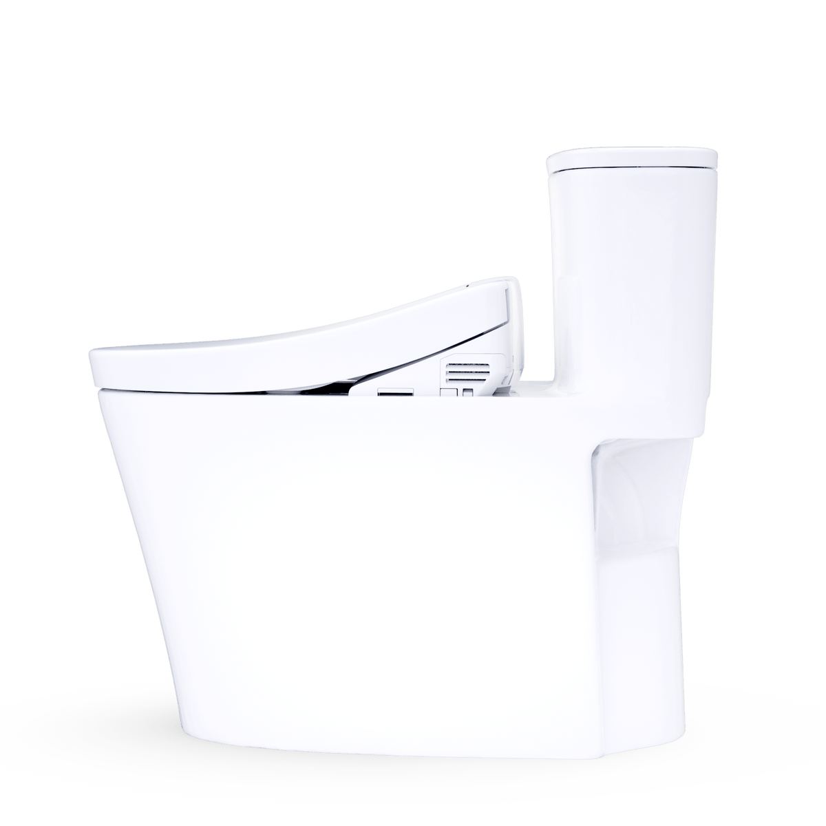 TOTO® Aurora™ WASHLET®+ S2 One-Piece Elongated 1.28 GPF Universal Height Toilet with CEFIONTECT® – Elongated – Cotton White –
