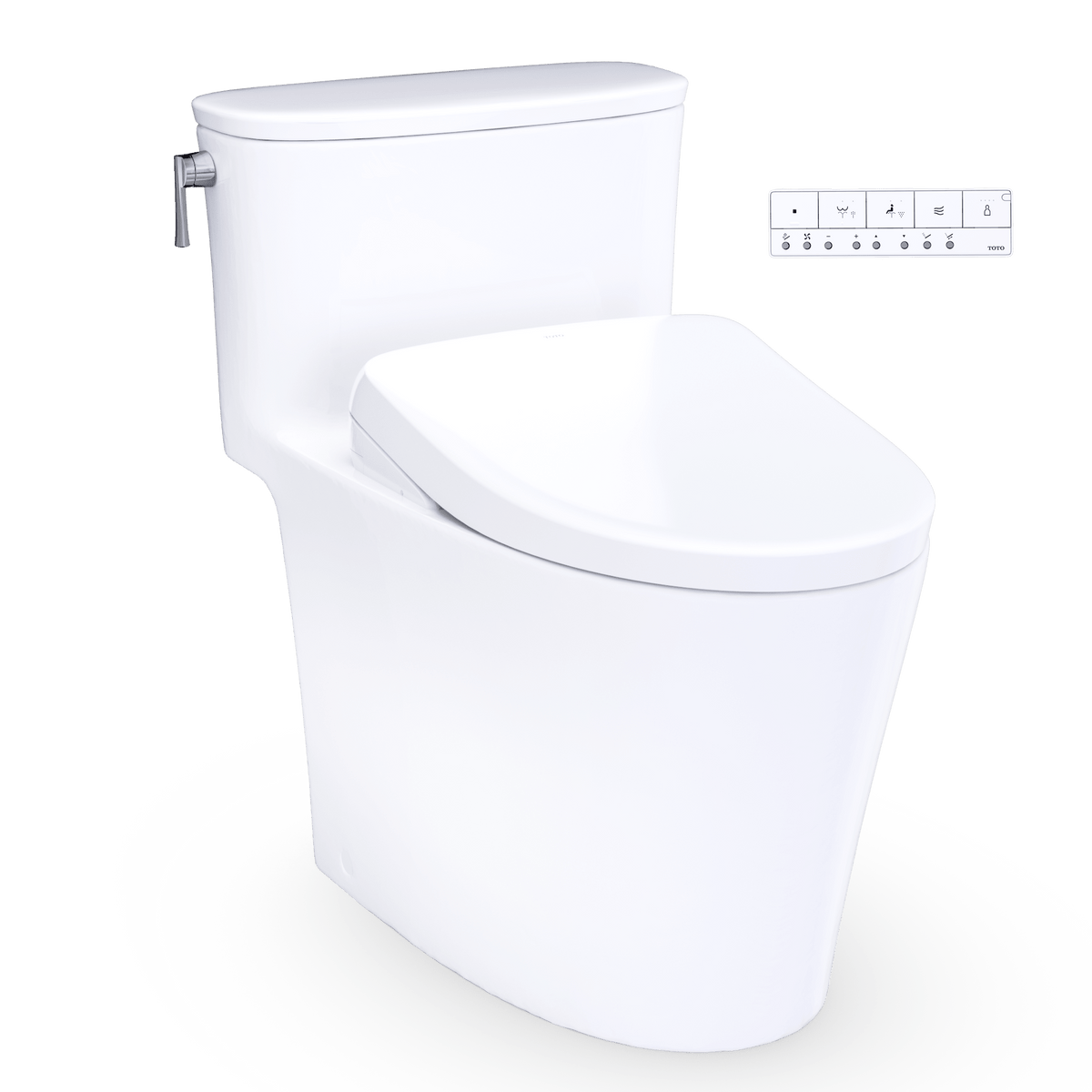 TOTO® Aurora™ WASHLET®+ S7A One-Piece Elongated 1.28 GPF Universal Height Toilet with CEFIONTECT® – Elongated – Cotton White –