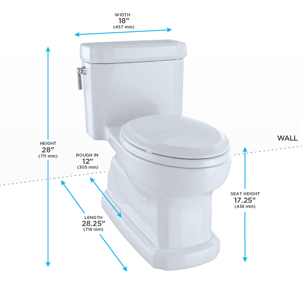 TOTO® Eco Guinevere® Elongated 1.28 gpf Universal Height Skirted Toilet with Softclose® Seat – Elongated – Ebony –