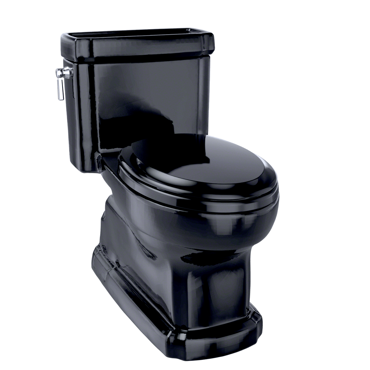 TOTO® Eco Guinevere® Elongated 1.28 gpf Universal Height Skirted Toilet with Softclose® Seat – Elongated – Ebony –