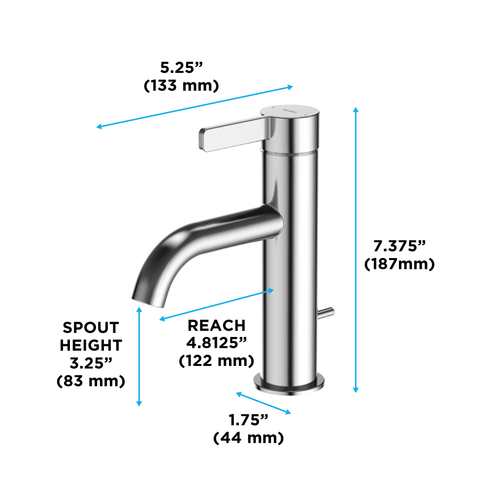 TOTO® GF Series 1.2 gpm Single Handle Bathroom Sink Faucet with Comfort Glide Technology and Drain Assembly – Polished Chrome – –