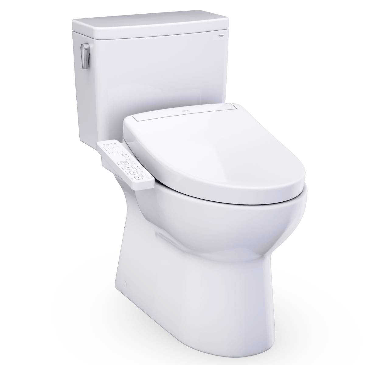 TOTO® Glaston™ WASHLET®+ S2 Two-Piece Elongated 1.0 GPF Universal Height Toilet with CEFIONTECT® – Elongated – Cotton White –