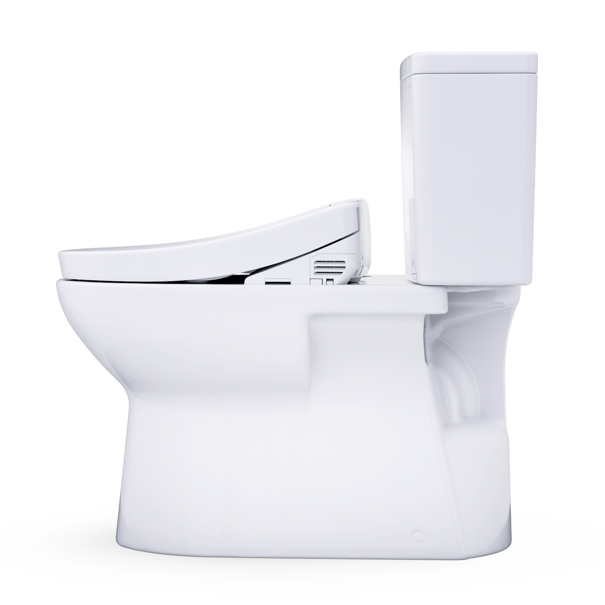 TOTO® Glaston™ WASHLET®+ S2 Two-Piece Elongated 1.0 GPF Universal Height Toilet with CEFIONTECT® – Elongated – Cotton White –