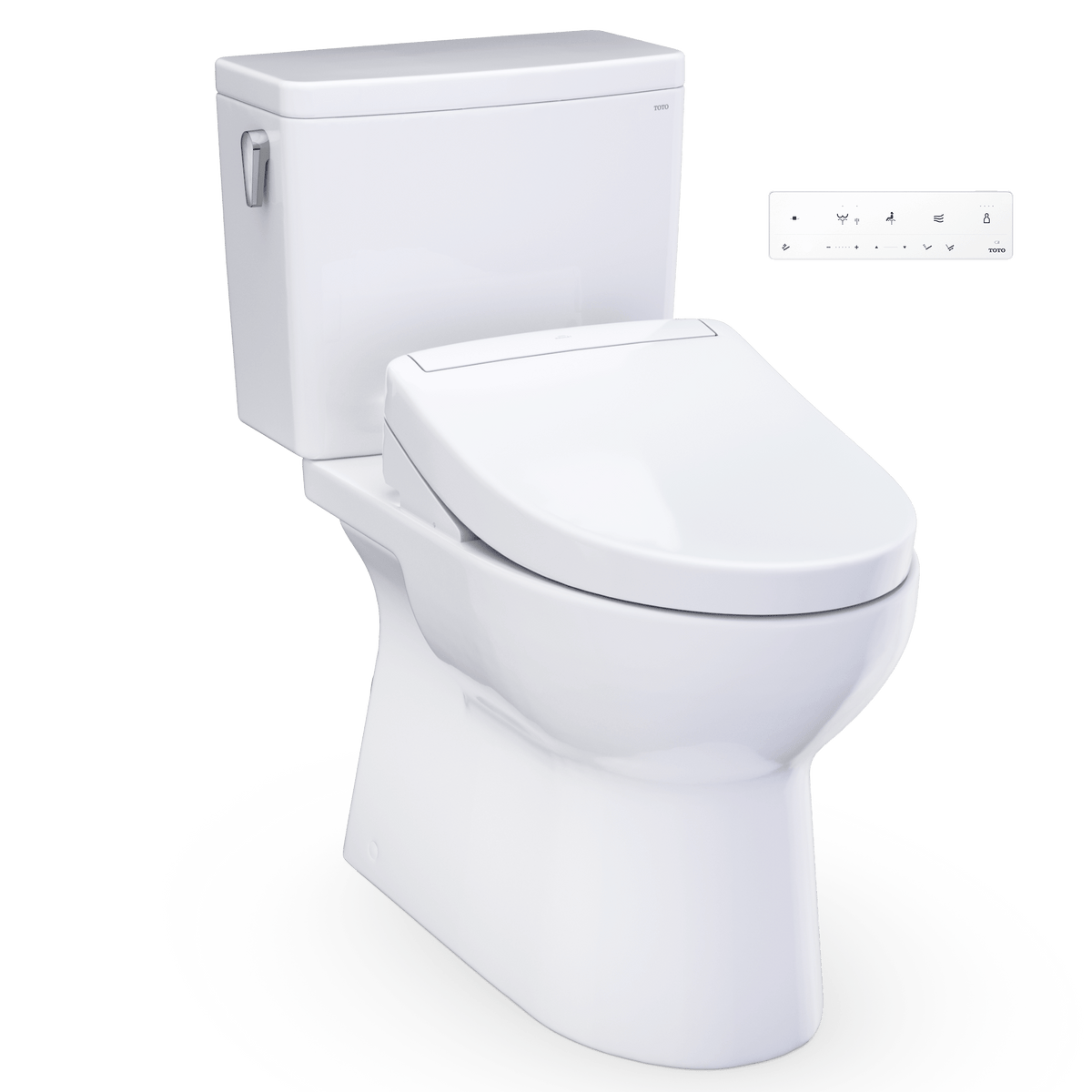 TOTO® Glaston™ WASHLET®+ S5 Two-Piece Elongated 1.0 GPF Universal Height Toilet with CEFIONTECT® – Elongated – Cotton White –