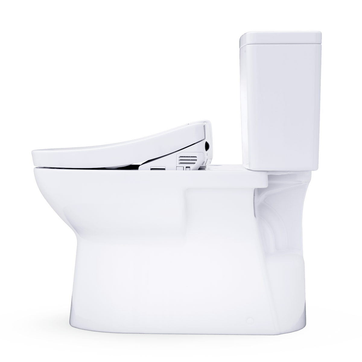 TOTO® Glaston™ WASHLET®+ S5 Two-Piece Elongated 1.28 GPF Universal Height Toilet with CEFIONTECT® – Elongated – Cotton White –