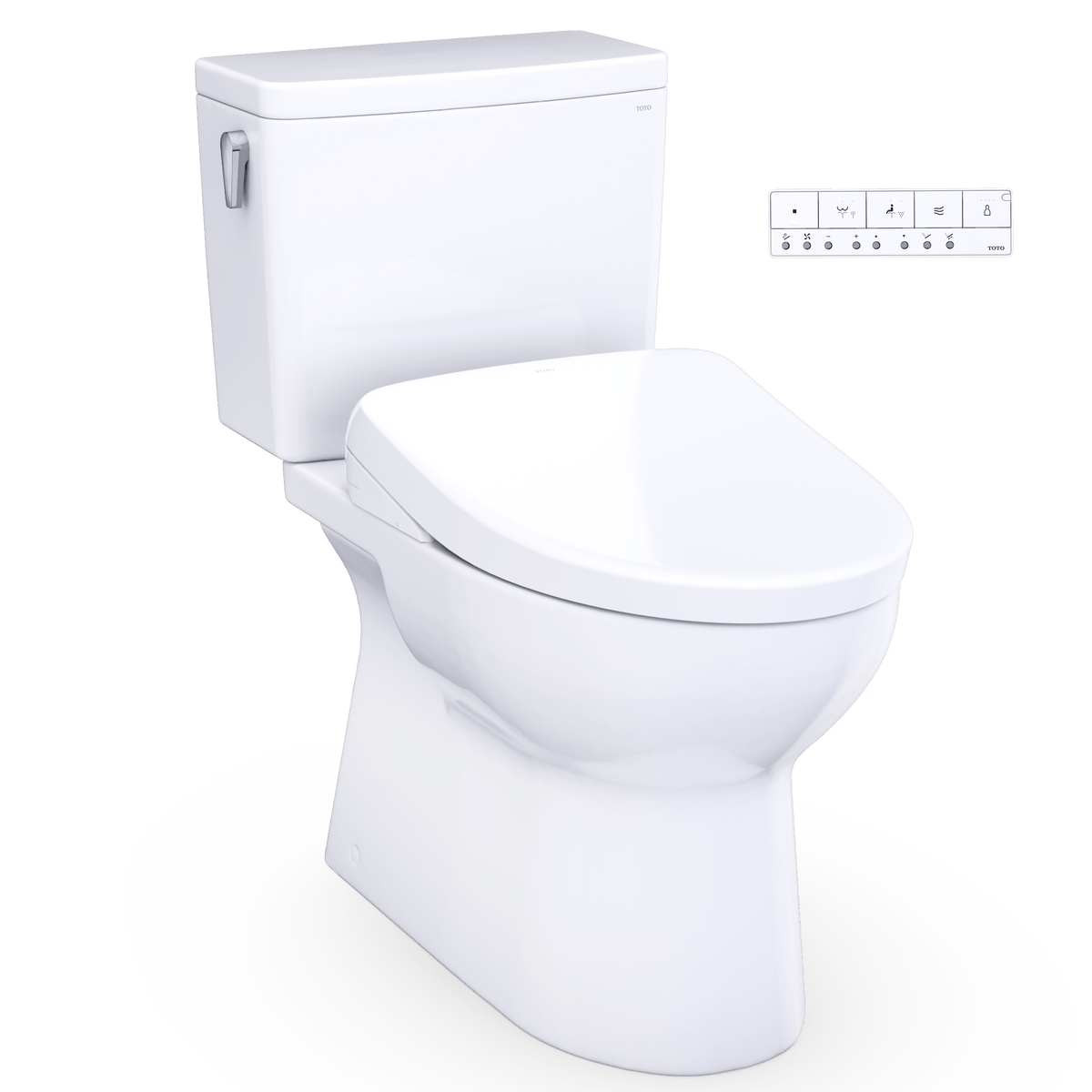 TOTO® Glaston™ WASHLET®+ S7 Two-Piece Elongated 1.0 GPF Universal Height Toilet with CEFIONTECT® – Elongated – Cotton White –