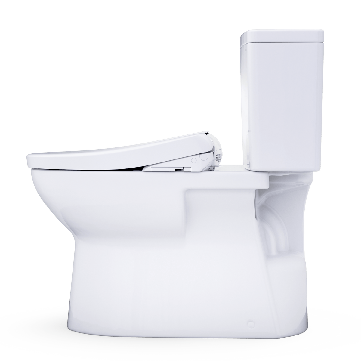 TOTO® Glaston™ WASHLET®+ S7A Two-Piece Elongated 1.28 GPF Universal Height Toilet with CEFIONTECT® – Elongated – Cotton White –