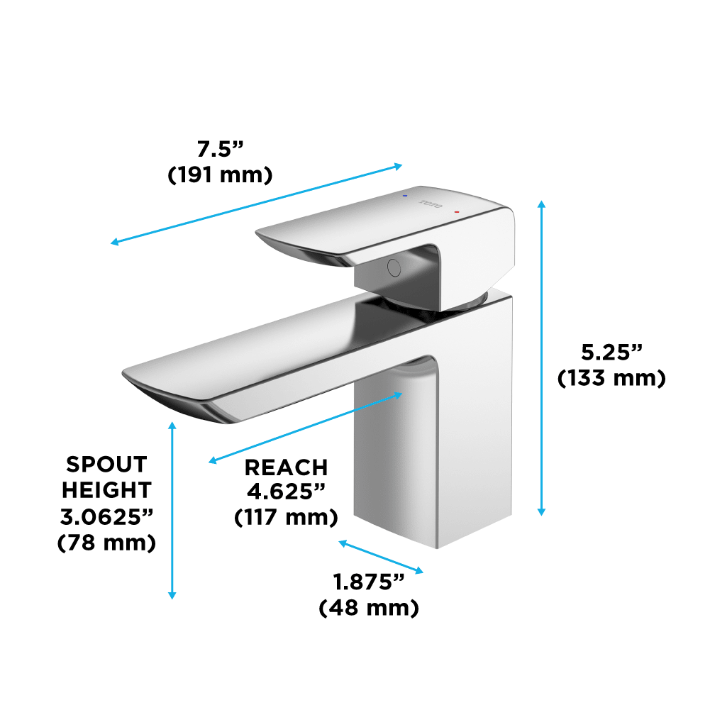 TOTO® GR Series 1.2 gpm Single Handle Bathroom Sink Faucet with Comfort Glide Technology and Drain Assembly – Polished Chrome – –
