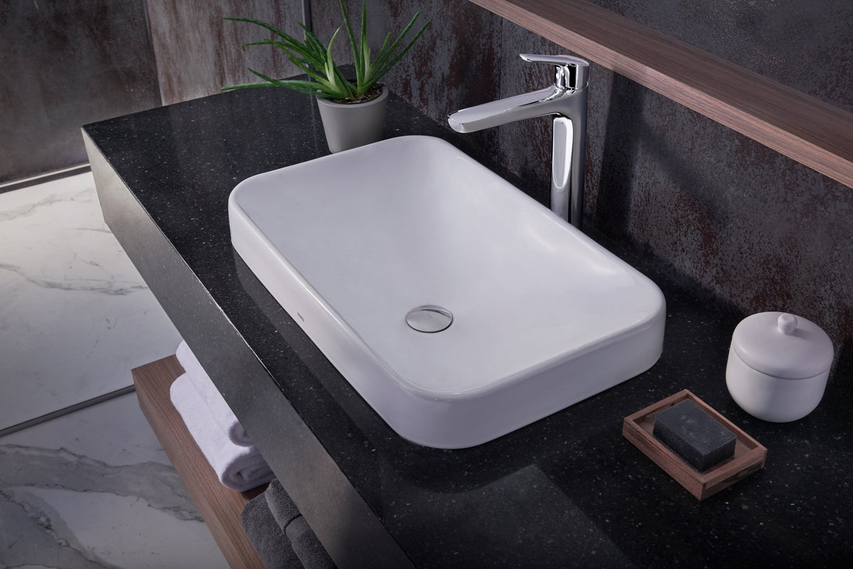 TOTO® GS Series 1.2 gpm Single Handle Bathroom Faucet for Semi-Vessel Sink with Comfort Glide Technology and Drain Assembly – Polished Chrome – –