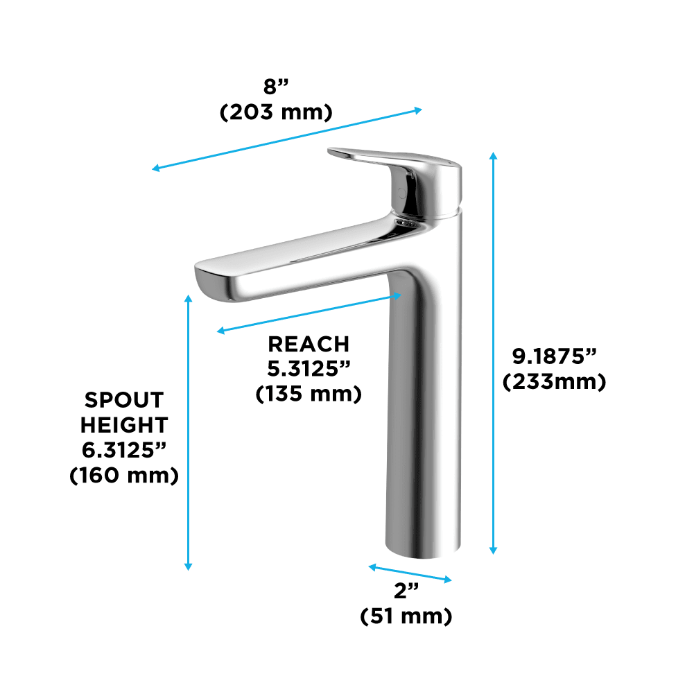 TOTO® GS Series 1.2 gpm Single Handle Bathroom Faucet for Semi-Vessel Sink with Comfort Glide Technology and Drain Assembly – Polished Chrome – –