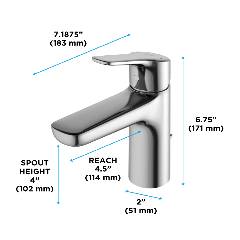 TOTO® GS Series 1.2 gpm Single Handle Bathroom Sink Faucet with Comfort Glide Technology and Drain Assembly – Polished Chrome – –