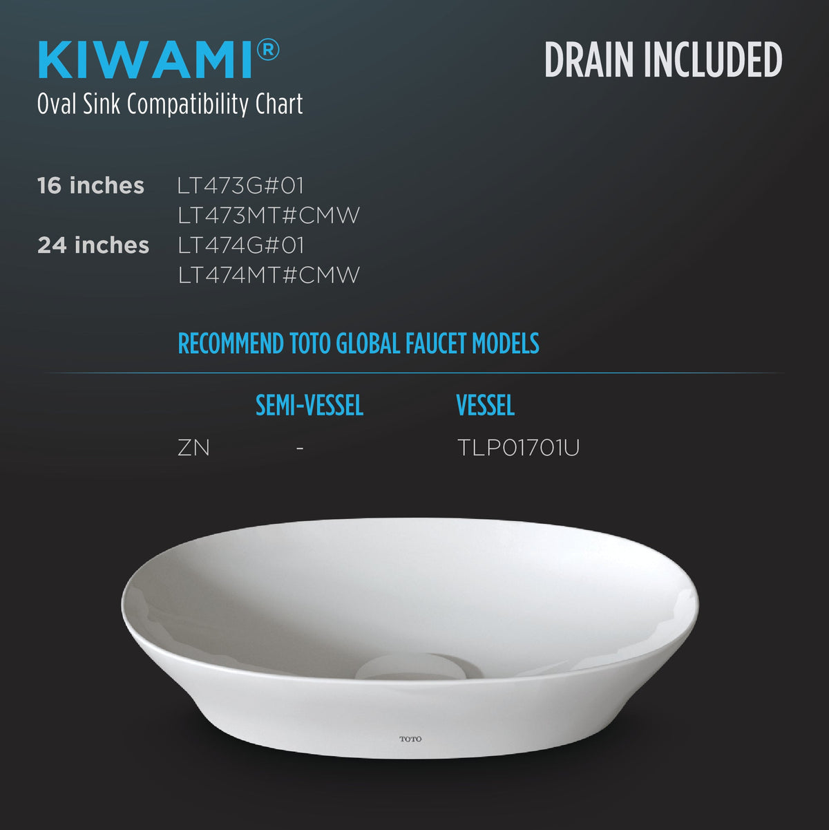 TOTO® Kiwami® Oval 24" Vessel Bathroom Sink – Cotton White – –