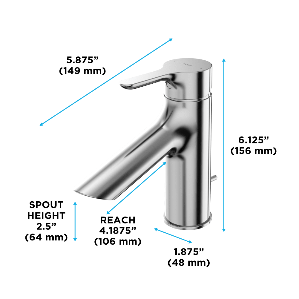 TOTO® LB Series 1.2 gpm Single Handle Bathroom Sink Faucet with Drain Assembly – Polished Chrome – –